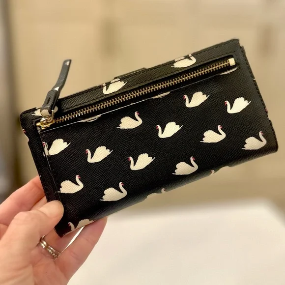 Kate Spade Black Wallet with Swan Design - Picture 3 of 9